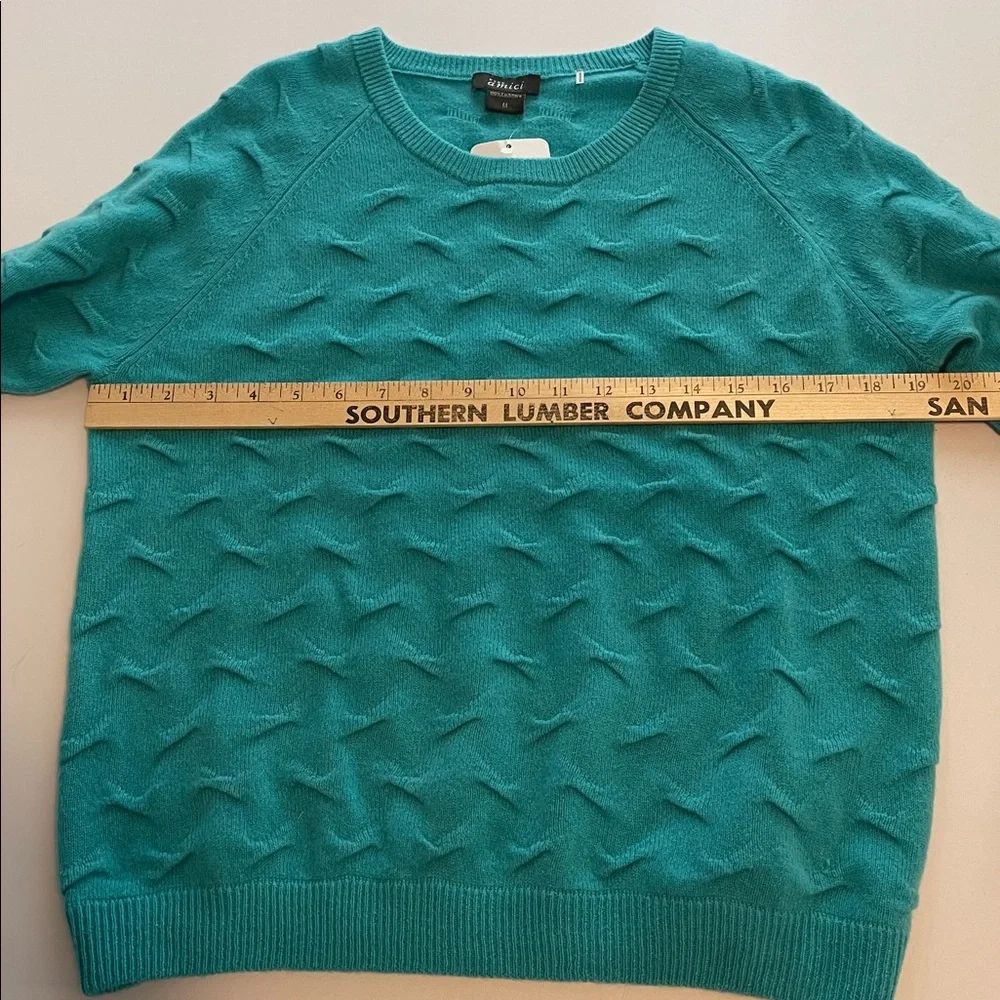 NWT Pure Amici turquoise blue cashmere crew neck sweater size M - Picture 5 of 7